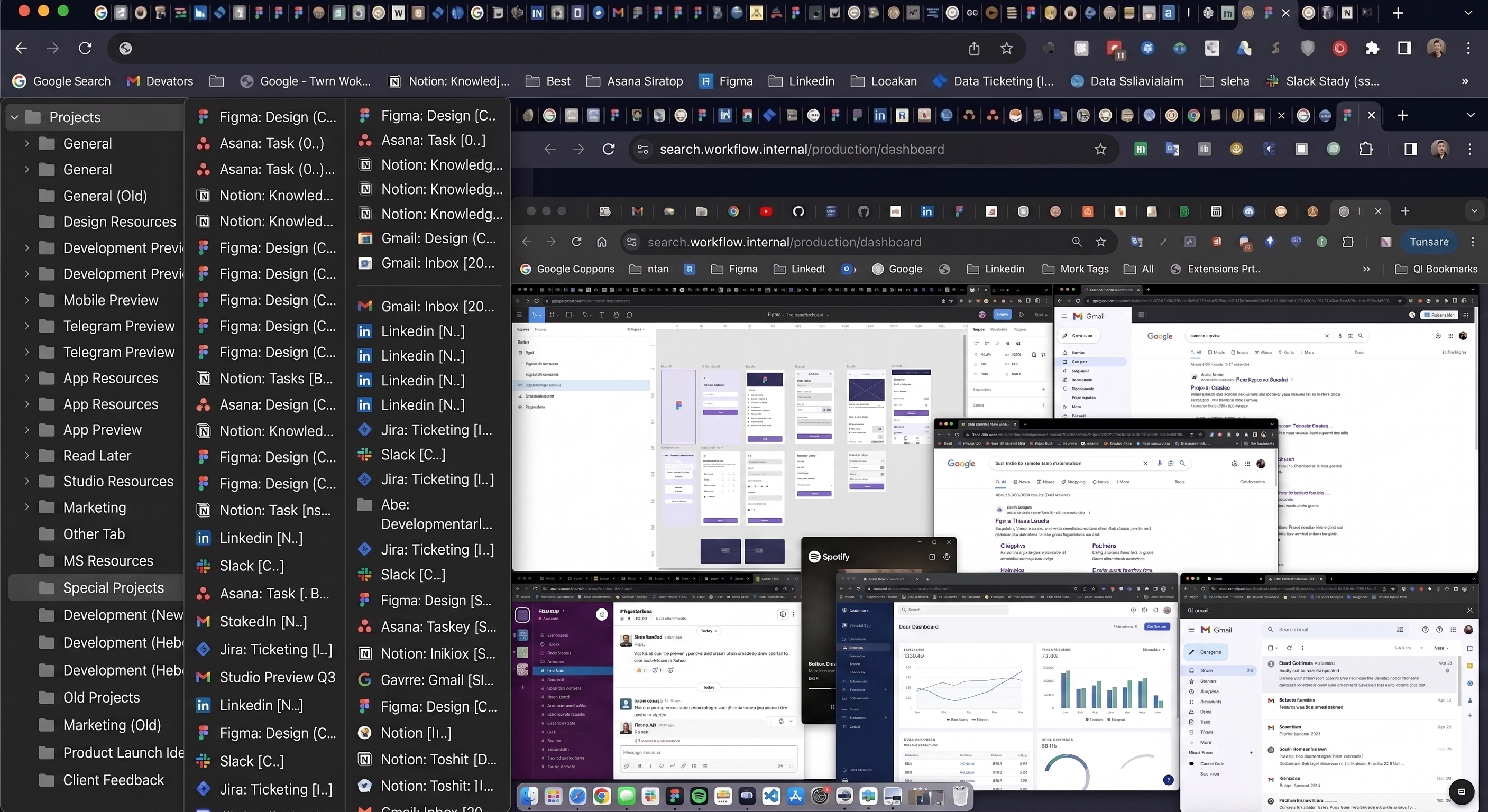 Multiple code editor and design tool screens overlapping